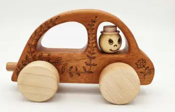 Voiture 2 chevaux en bois