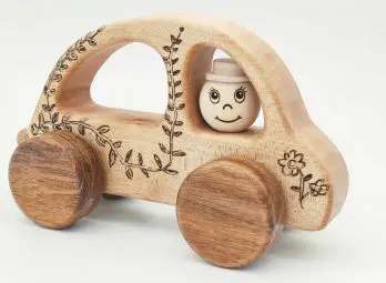 Voiture 2 chevaux en bois